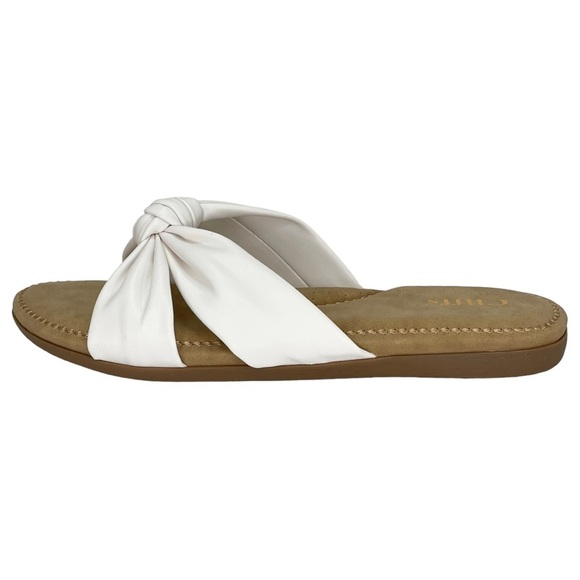Cliffs White Mountain Favorite White Faux Leather Womens Slide Sandals Size 10M - Picture 2 of 12